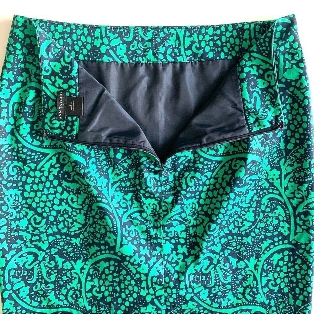 Ann Taylor Factory Green Patterned Mini Pencil Skirt Size 4 - Picture 6 of 11